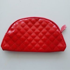 Ipsy Lipstick Red Quilted Patent Leather Small Shiny Makeup Cosmetic Beauty